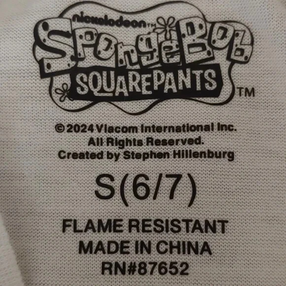 NWT Spongebob Squarepants Boys Sleep T-Shirt Off White Size S (6/7) - Image 4 of 4