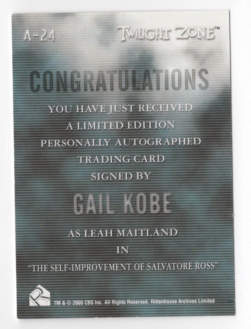Gail Kobe / Leah 1999 Rittenhouse Twilight Zone Series 1 Autograph Card Auto A24 - Picture 2 of 2