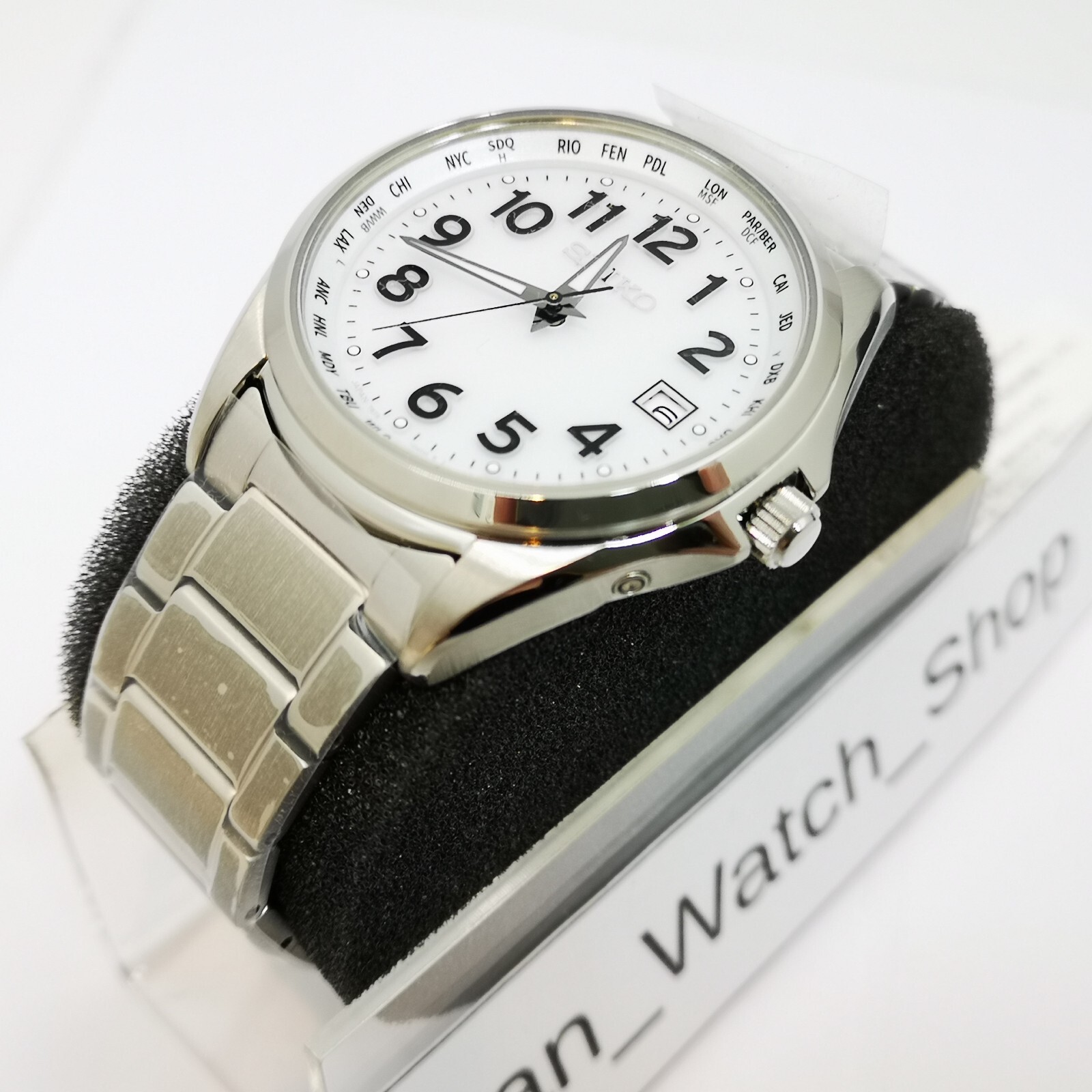 SEIKO Seiko Selection SBTM327 White Solar Atomic Radio Men's Watch New