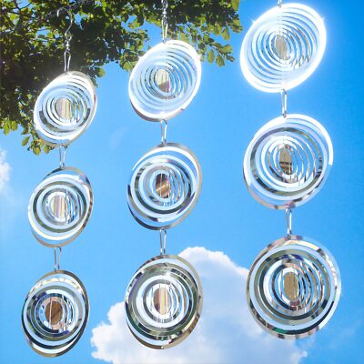 Reflective 3D Stainless Steel Wind Spinners Bird Deterrents for Garden and Patio