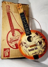 Vintage Jefferson Round Up Time Banjo Ukulele Toy with box