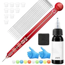 Hand Poke Pen Stick Tool Tattoo Needle Holder Pigment Glover Grommet Bandage Kit