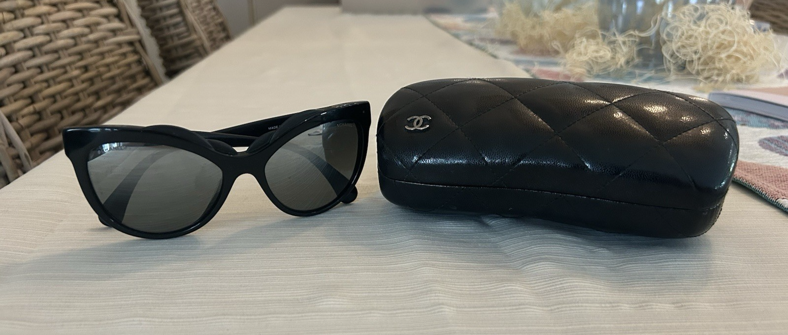 CHANEL Black Cat Eye Sunglasses for Women 71186A with CC Logo and Case-image