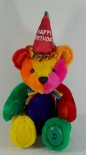 Vintage 90  s First  Main Rainbow Happy Birthday Plush Teddy Bear: No Sound