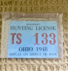 1948 Ohio Vintage Resident Hunting and Trapping License Sealed In Plastic EUC
