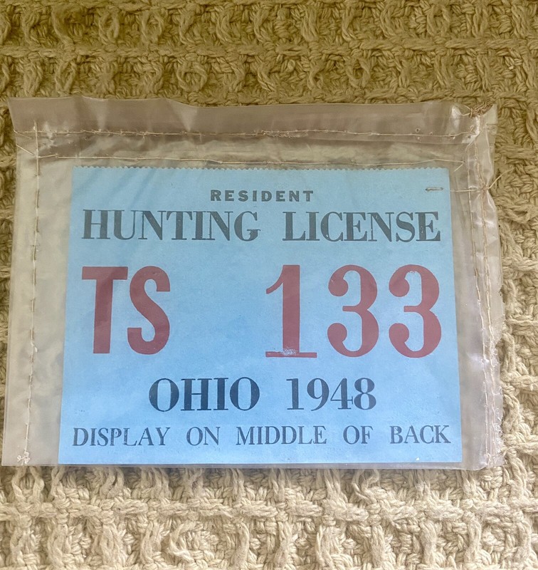 1948 Ohio Vintage Resident Hunting and Trapping License Sealed In Plastic EUC