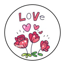 30 LOVE ENVELOPE SEALS LABELS STICKERS 1.5" ROUND HEARTS ROSES FLOWERS FLORAL