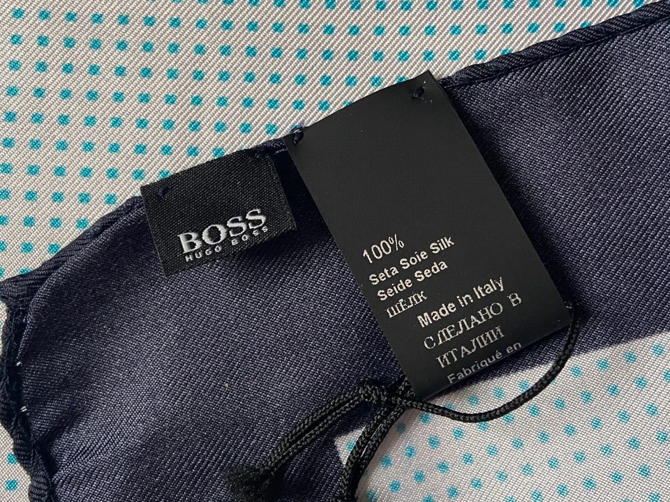 Hugo Boss Pañuelo De Seda Hecho En Italia BNWT - Imagen 4 de 4
