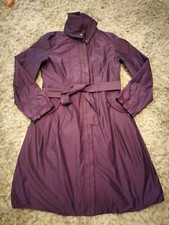 Ladies Trench Coat Belted Full Zip With Large Collar Purple Size 10 By Passport