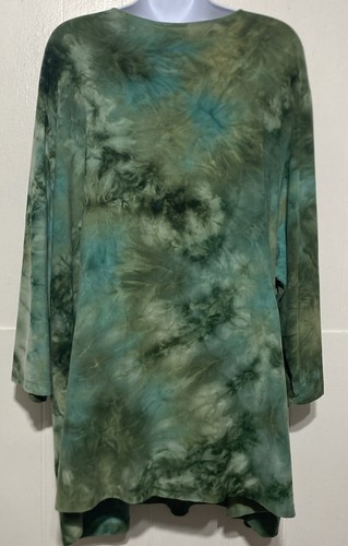 Catherines Blouse Women Size 4X Blue Green Watercolor Print Sequins Embroidery - Picture 5 of 7
