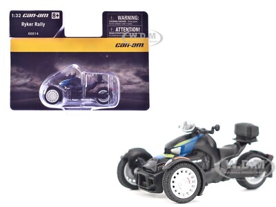 CAN-AM RYKER RALLY 3-WHEEL MOTORCYCLE GALACTIC BLUE 1/32 BY BRP MODELS 60014