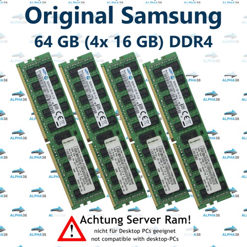64 GB (4x 16 GB) Rdimm DDR4-2133 HP HPE Proliant ML110 ML150 Gen9 G9 Server RAM - 第 1/1 張圖片