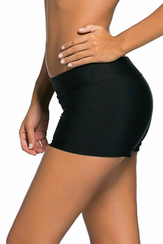 Women's Slim Fit Wide Waistband Swim Shorts Trunks Beach Swimwear - Picture 3 of 28