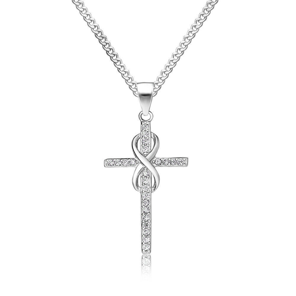 Kreuz Anhänger Silber 925 mit Halskette Unendlichkeit Geschenke für Frauen Damen