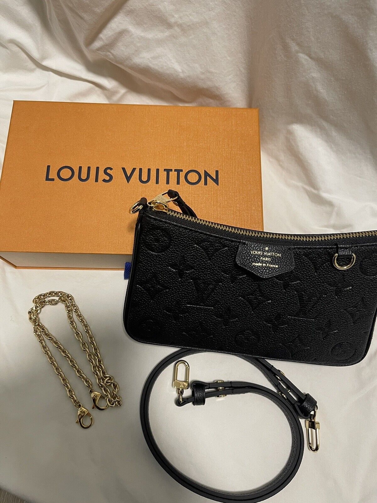 LOUIS VUITTON Easy Pouch on Strap Monogram Empreinte Shoulder Bag Blac