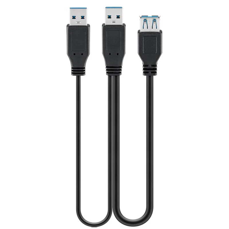 30cm 3.0 Y USB Kabel Adapter Verteiler Splitter 1x Buchse Kupplung an 2x Stecker - Bild 2 von 2