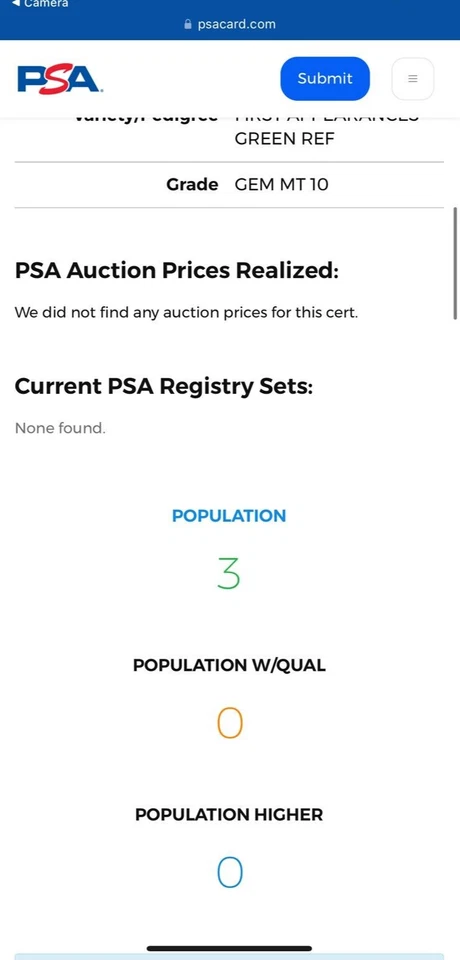 /99 Emperor Palpatine PSA 10 Green Ref. 2023 Star Wars Chrome First Appearances - Image 3 of 3