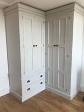 Wardrobe - Painted Corner Fluted style - 4 doors and 2 drawers