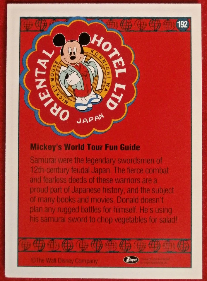 Disney COLLECTOR CARDS - Card #192 - SAMURAI DONALD - IMPEL 1991 - Image 2 of 2