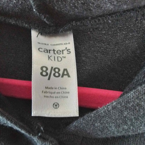 Carter's Kid Hooded French Terry Jumpsuit Girl's Size 8 in Dark Gray - Picture 15 of 16