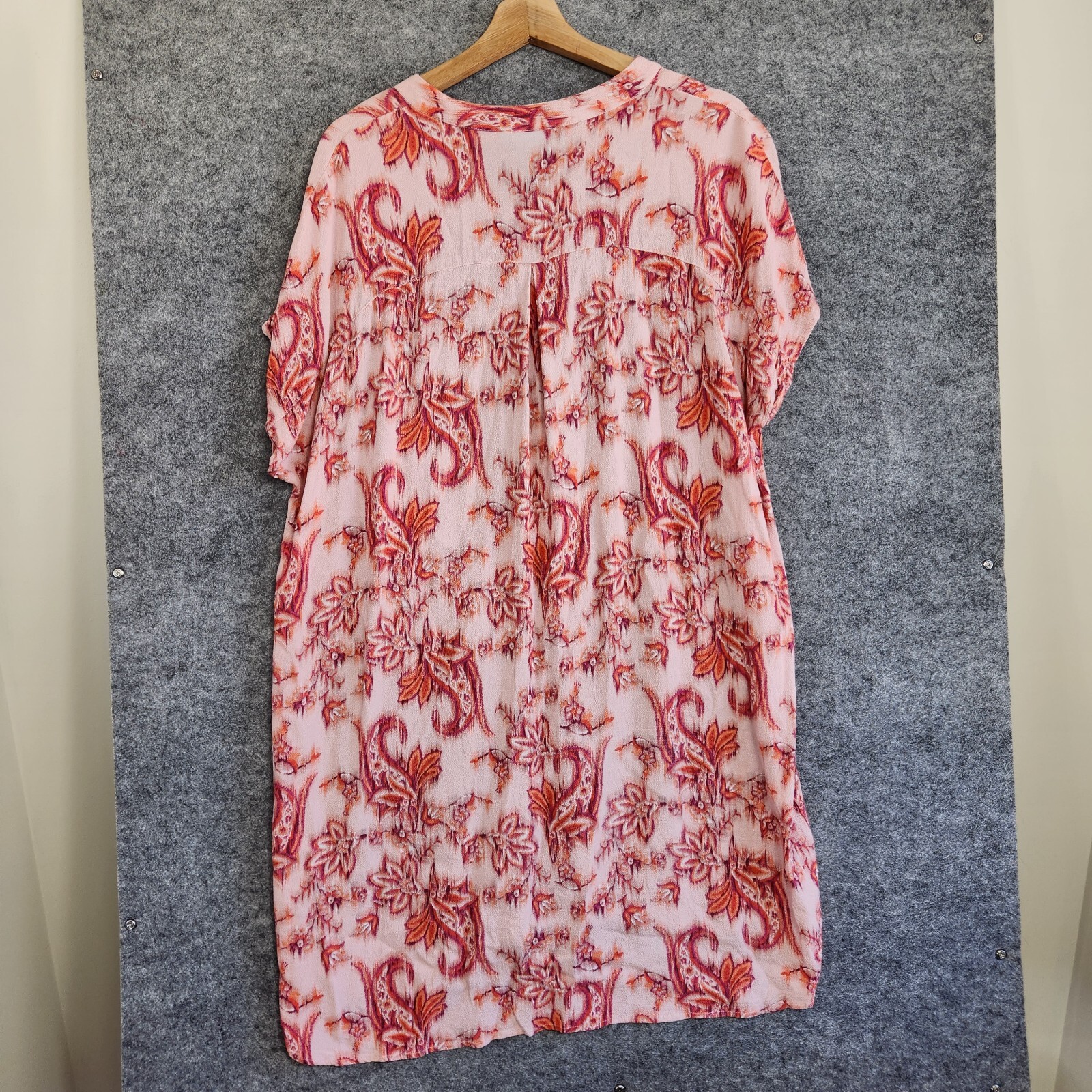 Blue Illusion Dress Womens 2L 3L Red Paisley Floral Shift Lightweight