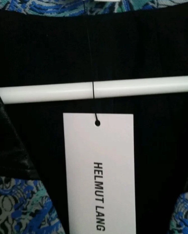 $995 Helmut lang Azul Verde Jacquard/Tapiz Negro Cuero Chaqueta/Blazer 8 Foto 4 de 4