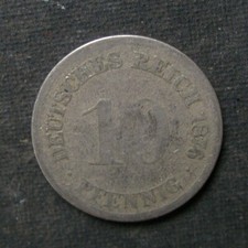 B5) Deutsches Reich 10 Pfennig 1876 "D" DR Deutschland Germany Aléman Nemezko D