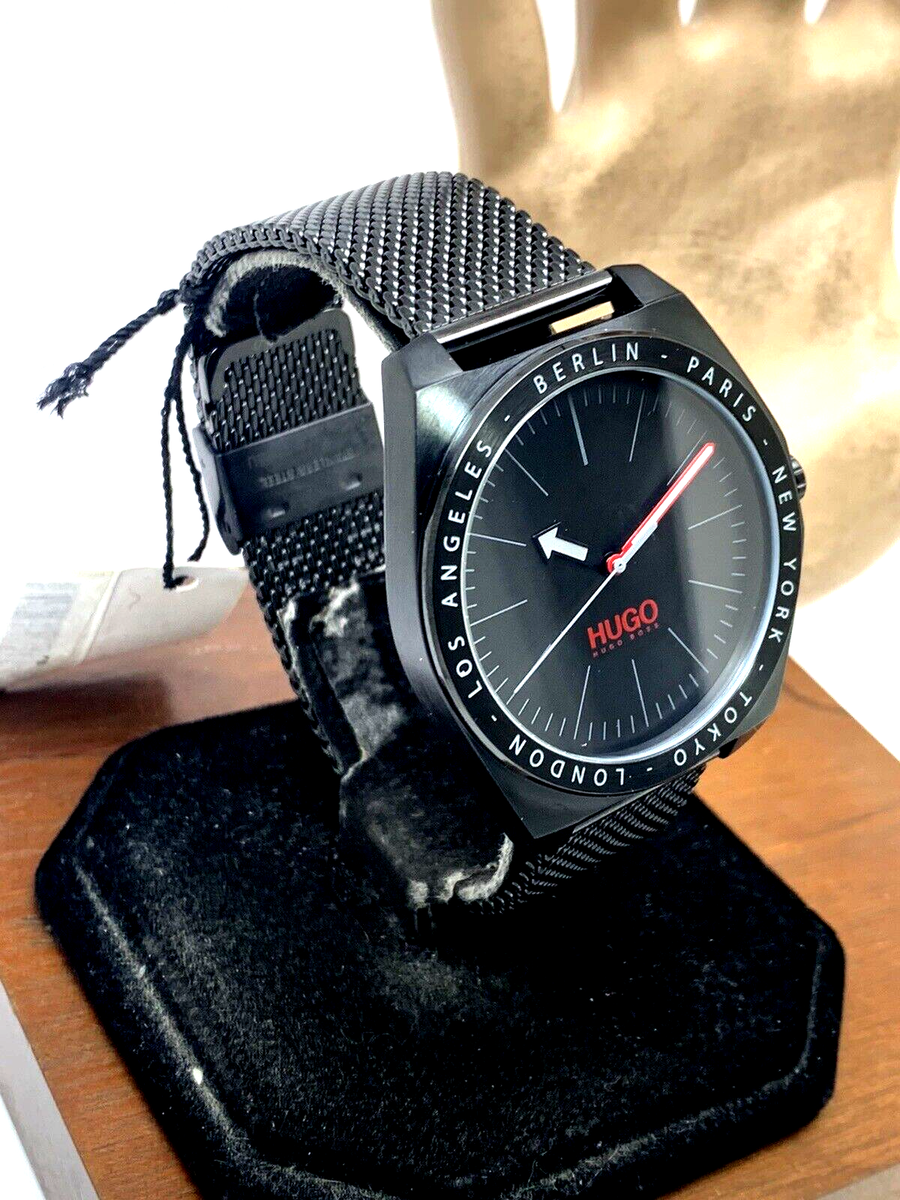 Hugo Boss Men's Watch 1530108 Quartz Black Dial Mesh Stainless