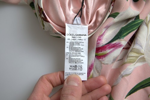 DOLCE & GABBANA Dress Pink Lily Viscose Sheath Stretch Midi IT38/US4/XS 2330usd - Picture 10 of 11