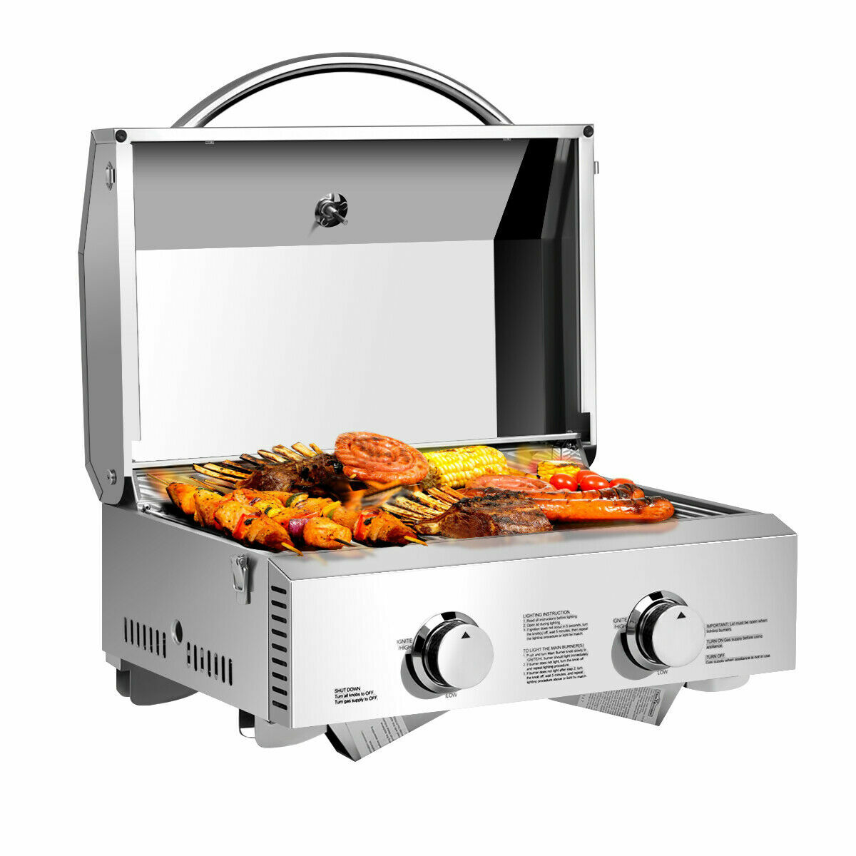 Goplus 2 Burner Portable Stainless BBQ Table Top Propane Gas Grill Outdoor  Camp – CDE