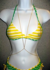 Authentic Gold Plated Necklace Body Chain Sexy Shoulder Necklace Hip Chain Jewelry _ BC-05