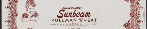 Vintage Brotverpackung GRAVEM-INGLIS SUNBEAM Pullman Weizen Stockton Kalifornien - Bild 2 von 2