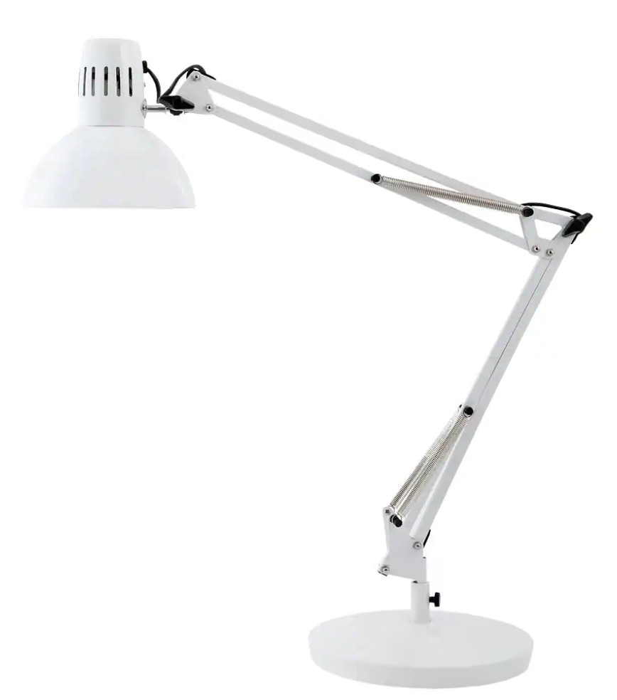 Alba Architect Desk Reading Lamp Extendable 60W White (ARCHI BC UK) NO BULB