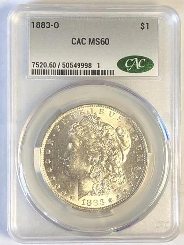 1883 O MORGAN "CAC MS60" - STUNNING COLOR/DETAILS/MIRROS/ AWESOME COIN, CHECK💥✅