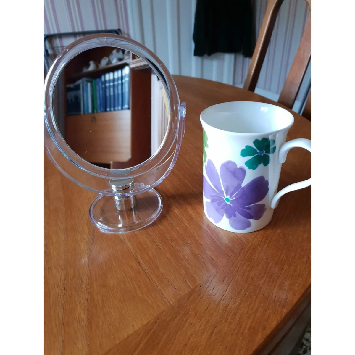 Blue Canyon Freestanding Medium Round Plastic Cosmetic Mirror Portable