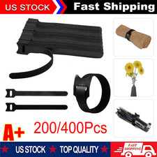 200/400 PCS Black Hook  Loop Ties-Wire Cord Fastening Straps Reusable New