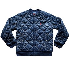 Polo Ralph Lauren Diamond Quilted Navy Lightweight Jacket Boys 10/12 M Logo