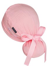 Womens Ponytail Scrub Cap Buttons Cotton Sweatband Surgical Nurse Hat Pink
