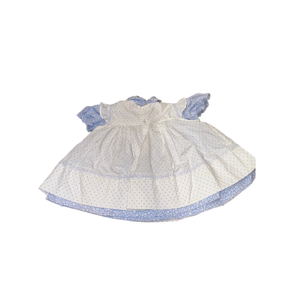 Vestido Mayfair Vintage 18m COTTAGE Floral Azul/Blanco Delantal, Cuello Peter Pan Foto 3 de 4