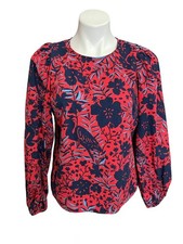 Lilly Pulitzer Lynnley Long Sleeve Top Ruby Red Heron My Own - Size S