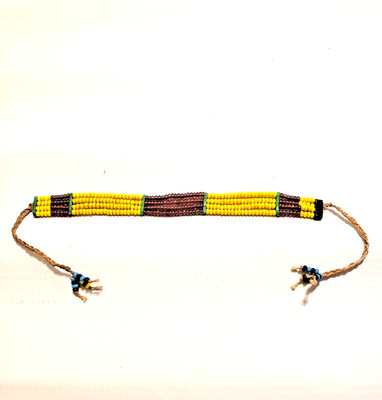 Vintage Handmade Multicolor Geometric Ethiopian Hamar tribe Beaded W/String Ties