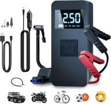 Jump Starter with Air Compressor,14.8V 8000A Peak Portable Car Battery Black