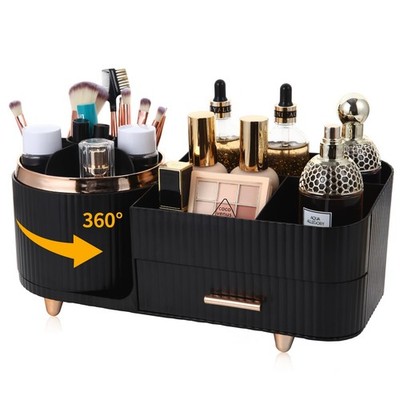 Makeup Organizer Countertop Drawer 360 Rotating Brush Holder Model 3016 Black