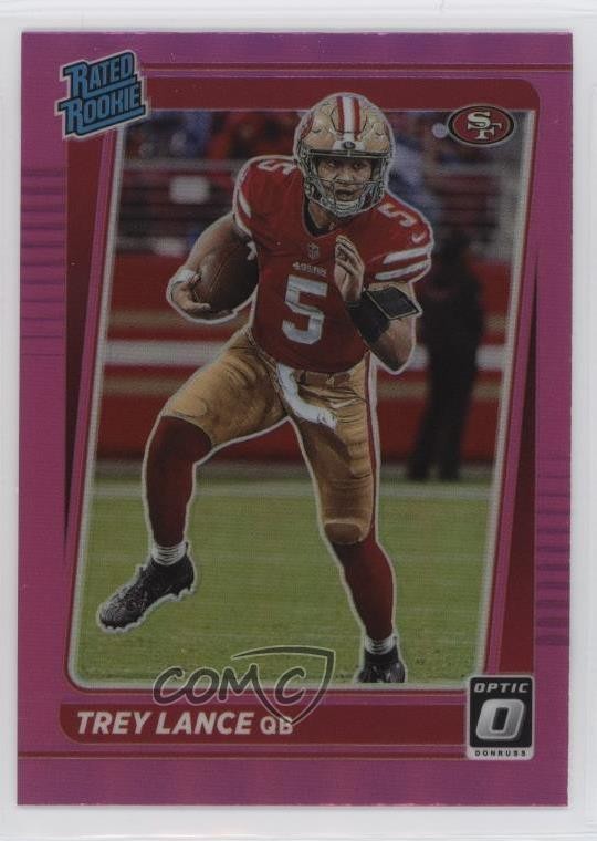 2021 Panini Donruss Rated Optic Holo Pink Preview Trey Lance Rookie RC 12g7