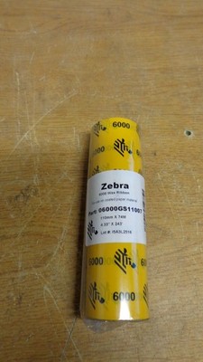 NEW Zebra 6000 Wax Ribbon - Part # 06000GS11007. 110mm x 74mm (4787)