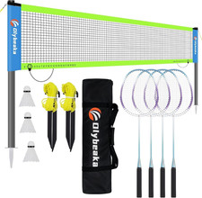 Outdoor Badminton Net Set 20ft 4 Aluminum Rackets 3 Shuttlecocks Carry Bag