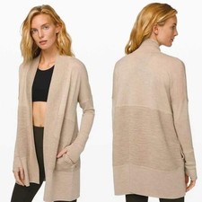 Lululemon Sit In Lotus Wrap Merino Wool Cardigan Sweater Shawl Collar Sz 4 READ