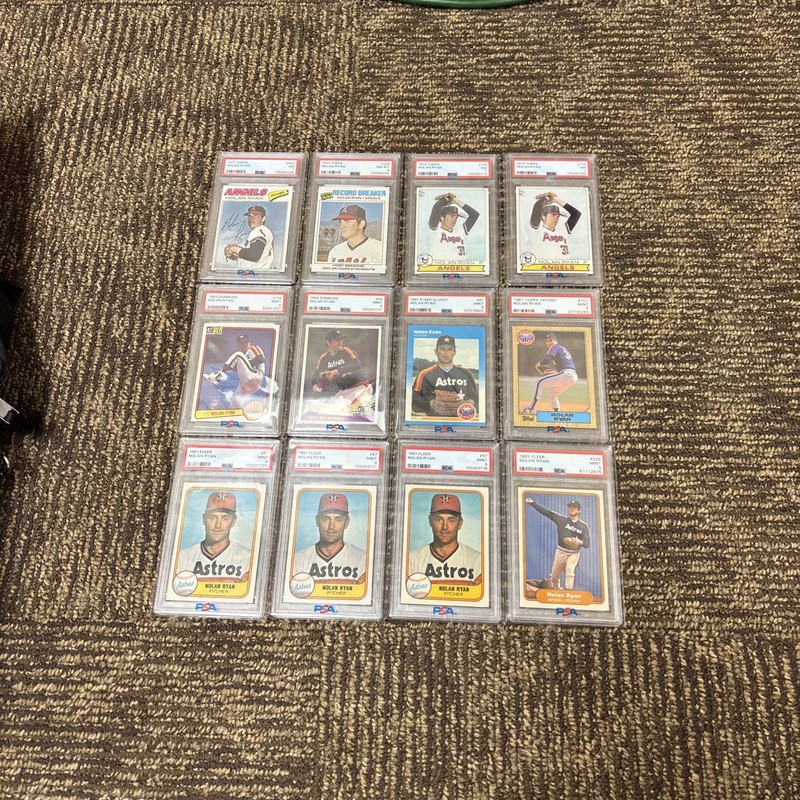 Vintage 12 card Lot of Nolan Ryan PSA 9 8 7 Topps Fleer Donruss HOF INVEST!!