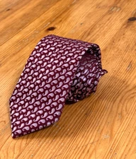 IKE BEHAR Woven Silk Tie Paisley Burgundy Pink