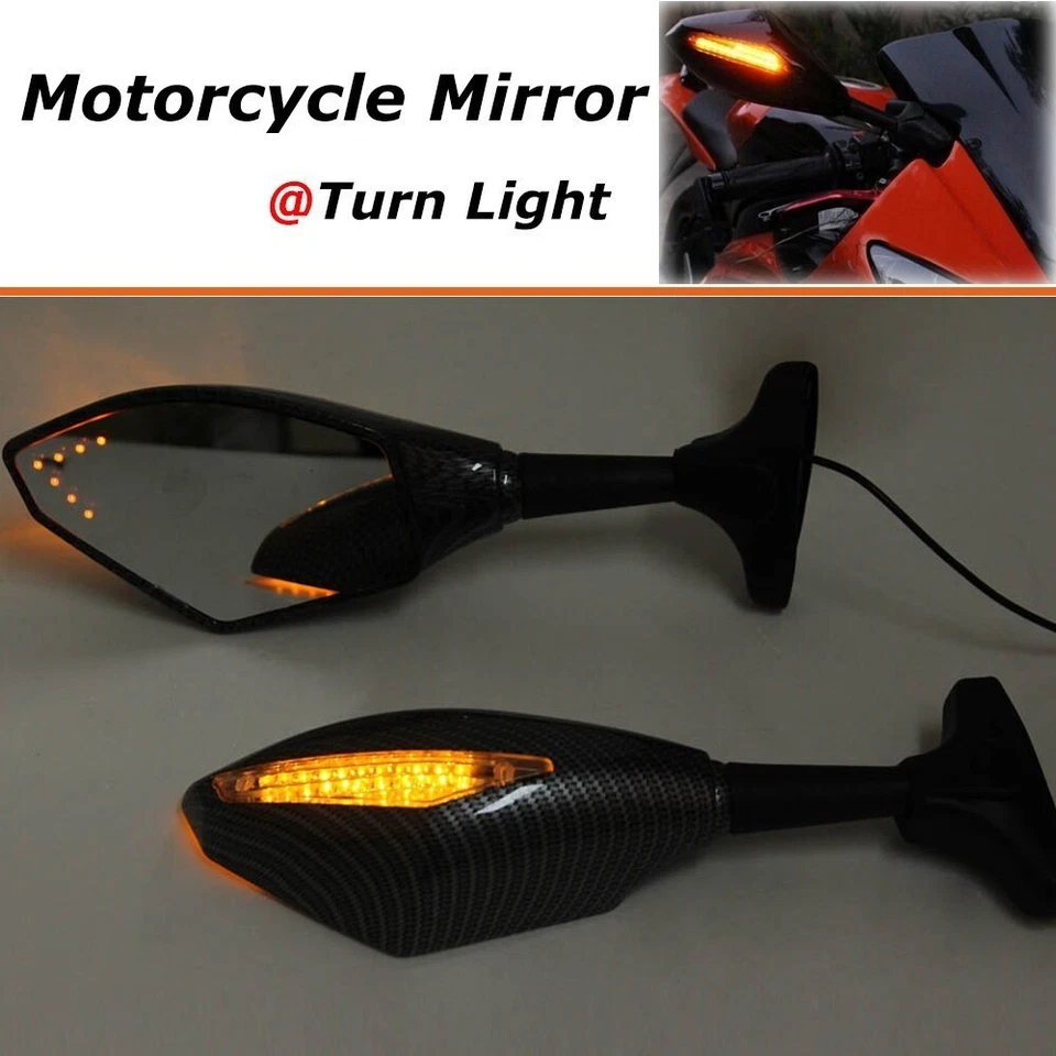 LED Turn Signal Mirrors For 2002 2003 2004 2005 2006 Yamaha YZF R1 R6 600R FZ6 - Imagem 4 de 4